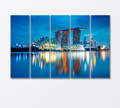 Singapore City Skyline at Dusk Canvas Print-Canvas Print-CetArt-5 Panels-36x24 inches-CetArt