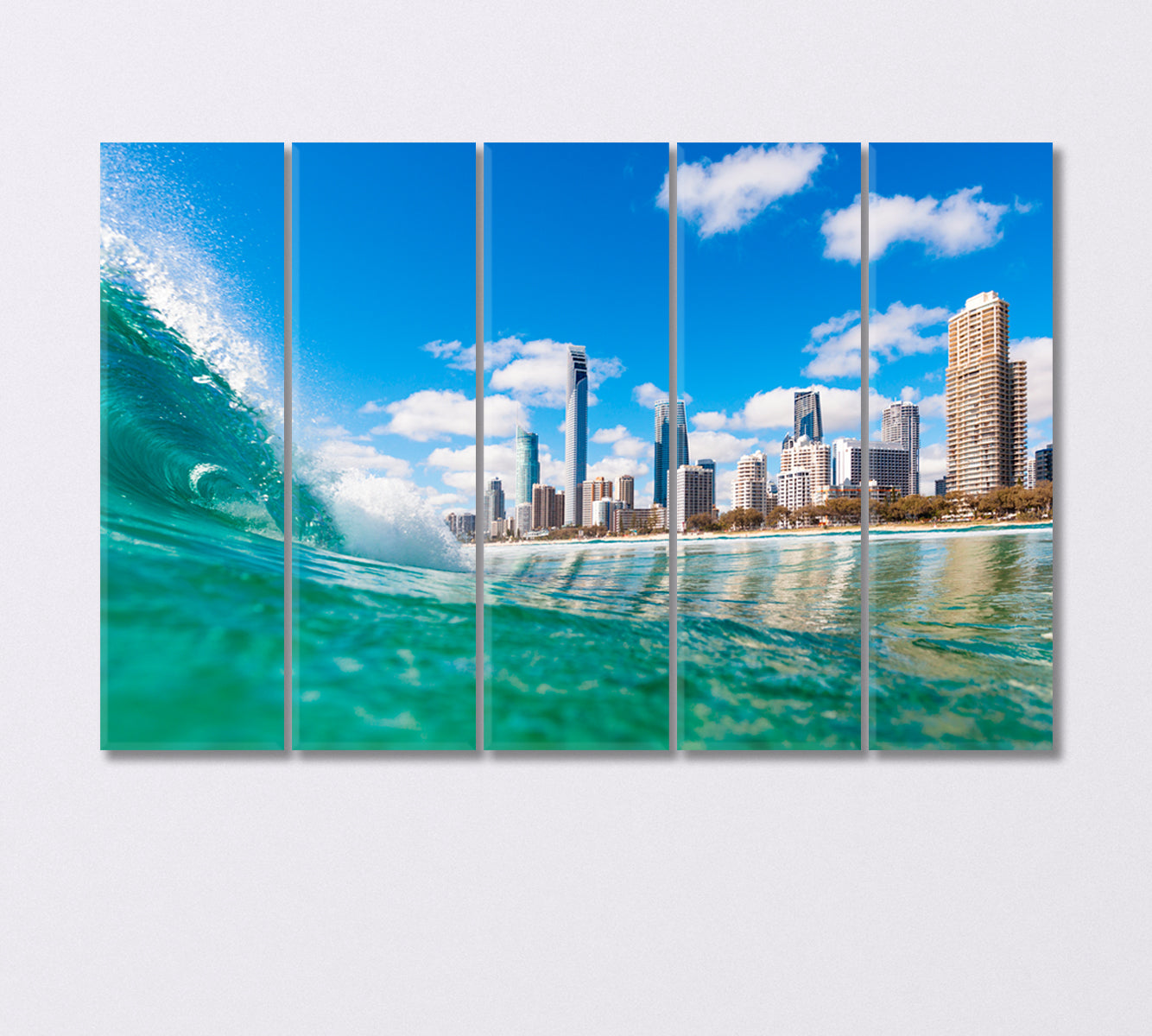 Sea Waves the Gold Coast of Australia Canvas Print-Canvas Print-CetArt-5 Panels-36x24 inches-CetArt