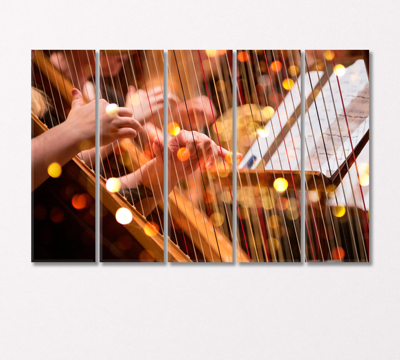 Playing the Harp Close Up Canvas Print-Canvas Print-CetArt-5 Panels-36x24 inches-CetArt