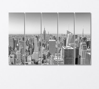 Midtown Skyscrapers New York in Black White Canvas Print-Canvas Print-CetArt-5 Panels-36x24 inches-CetArt