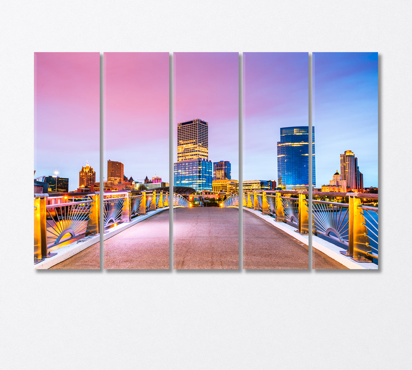 Downtown Milwaukee Wisconsin USA Canvas Print-Canvas Print-CetArt-5 Panels-36x24 inches-CetArt