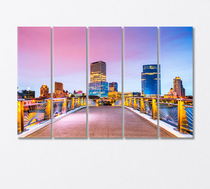 Downtown Milwaukee Wisconsin USA Canvas Print-Canvas Print-CetArt-5 Panels-36x24 inches-CetArt