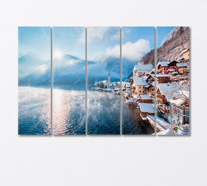 Famous Town on Shores of Lake Hallstatt Canvas Print-Canvas Print-CetArt-5 Panels-36x24 inches-CetArt