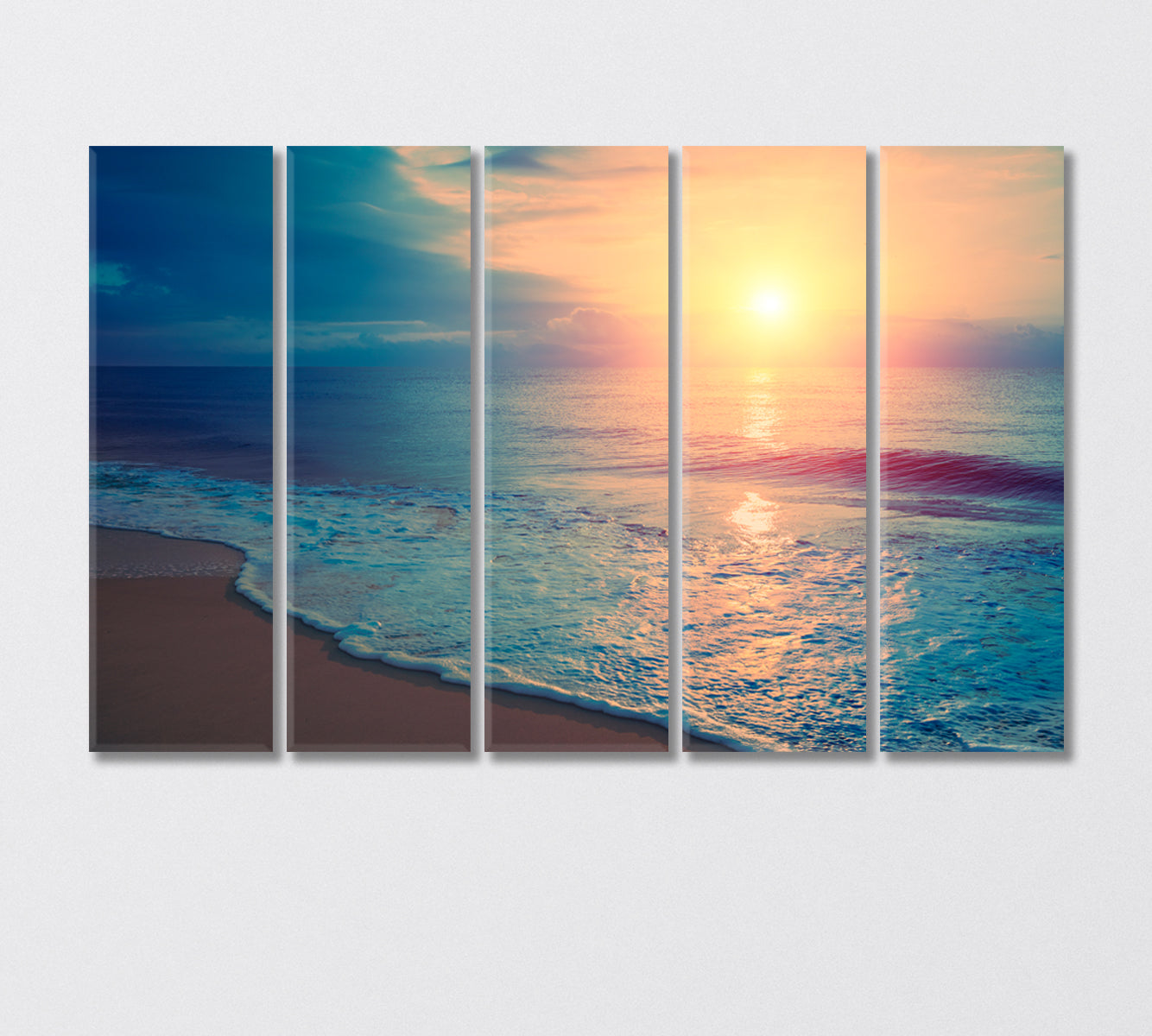 Seascape Sunrise over the Sea Canvas Print-Canvas Print-CetArt-5 Panels-36x24 inches-CetArt