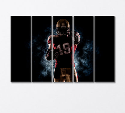 American Football Player in Dark Canvas Print-Canvas Print-CetArt-5 Panels-36x24 inches-CetArt