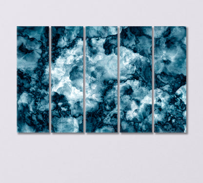 Abstract Dark Blue Dense Smoke Swirls Canvas Print-Canvas Print-CetArt-5 Panels-36x24 inches-CetArt