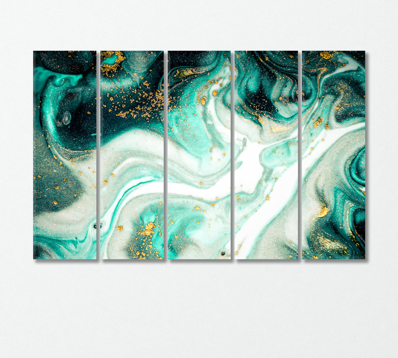 Abstract Oriental Turquoise Wave Pattern Canvas Print-Canvas Print-CetArt-5 Panels-36x24 inches-CetArt