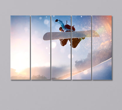 Snowboarder in Flight Canvas Print-Canvas Print-CetArt-5 Panels-36x24 inches-CetArt