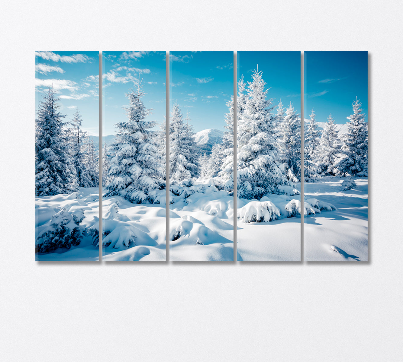Snowy Spruce Forest in the Mountains Canvas Print-Canvas Print-CetArt-5 Panels-36x24 inches-CetArt