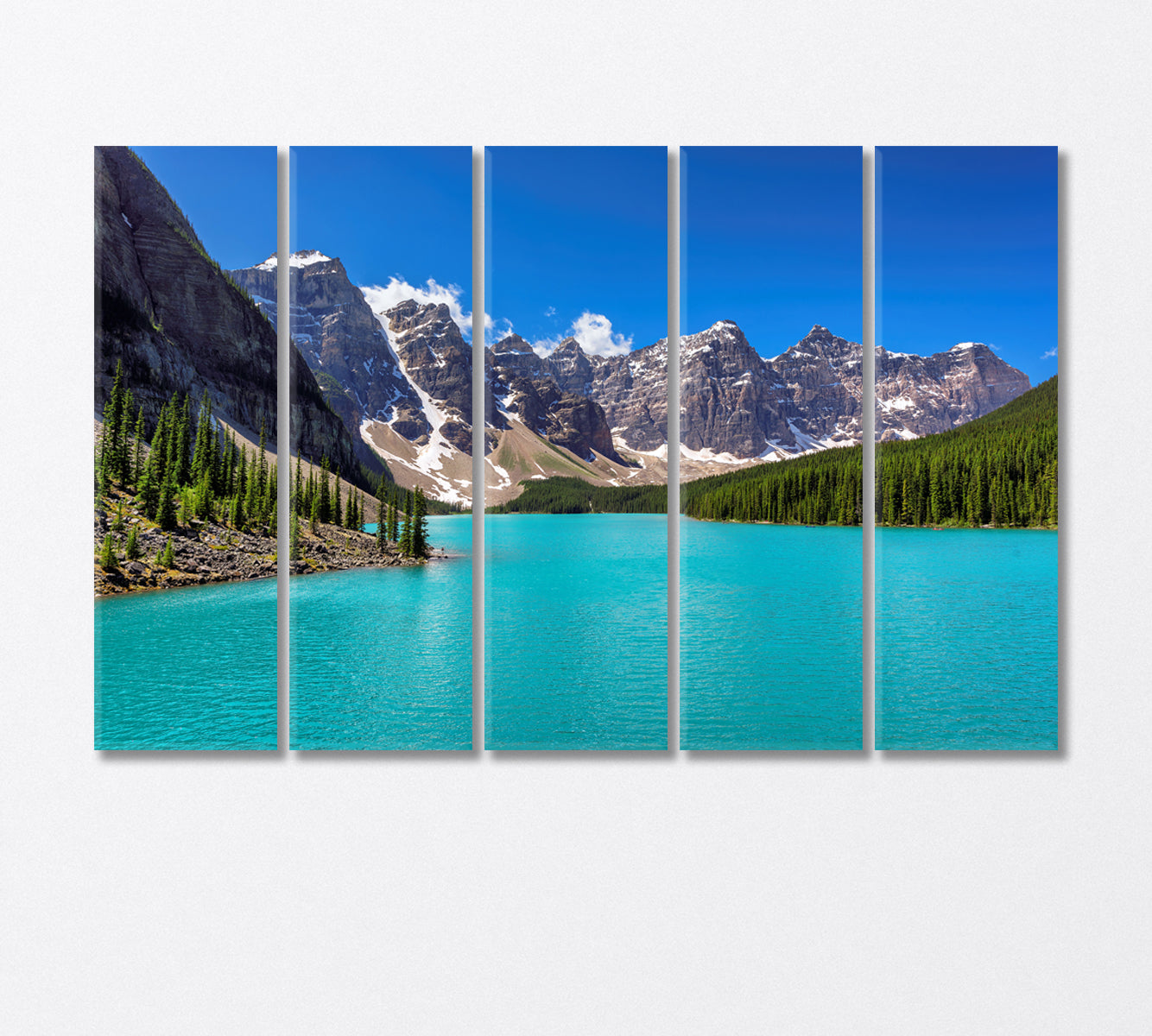 Turquoise Lake in the Rocky Mountains Canada Canvas Print-Canvas Print-CetArt-5 Panels-36x24 inches-CetArt