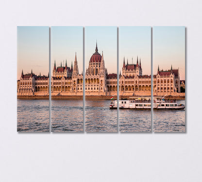 Parliament in Budapest Hungary Canvas Print-Canvas Print-CetArt-5 Panels-36x24 inches-CetArt