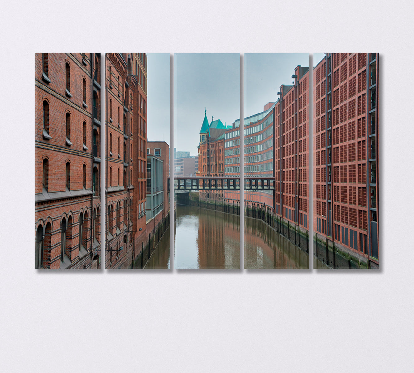 The Canals of Hamburg on the Elbe River Canvas Print-Canvas Print-CetArt-5 Panels-36x24 inches-CetArt
