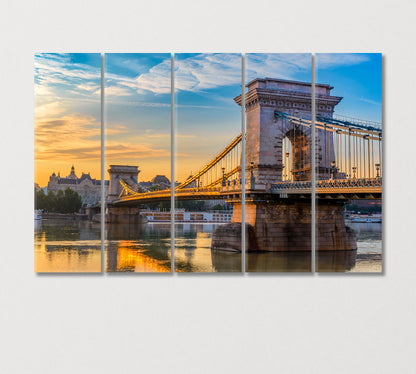 Chain Bridge Budapest Hungary Canvas Print-Canvas Print-CetArt-5 Panels-36x24 inches-CetArt