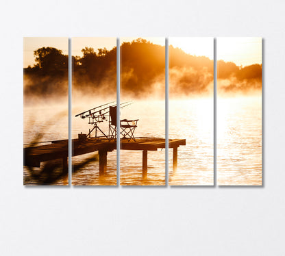 Fishing Equipment with Seat on Lake Canvas Print-Canvas Print-CetArt-5 Panels-36x24 inches-CetArt