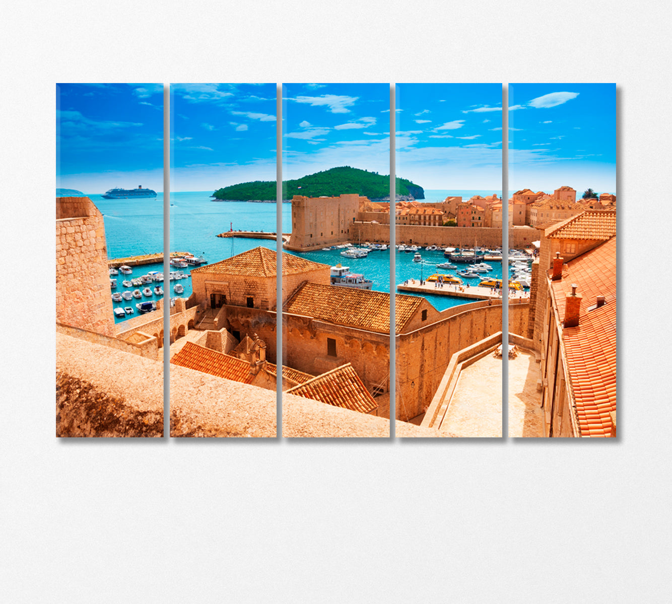 Dubrovnik Seaport Croatia Canvas Print-Canvas Print-CetArt-5 Panels-36x24 inches-CetArt