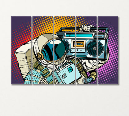 Astronaut with Retro Boombox Canvas Print-Canvas Print-CetArt-5 Panels-36x24 inches-CetArt