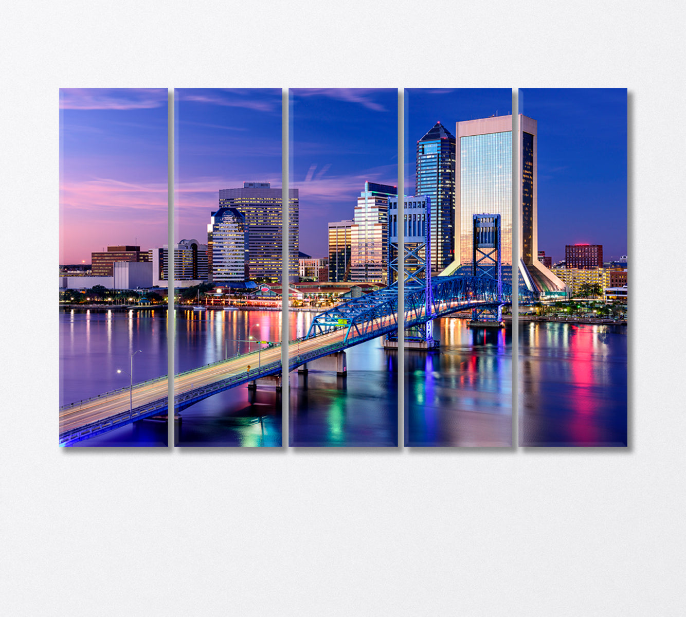 Сity Jacksonville near the St Johns River Canvas Print-Canvas Print-CetArt-5 Panels-36x24 inches-CetArt