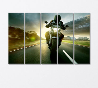 Biker Ride Motorcycle Canvas Print-Canvas Print-CetArt-5 Panels-36x24 inches-CetArt
