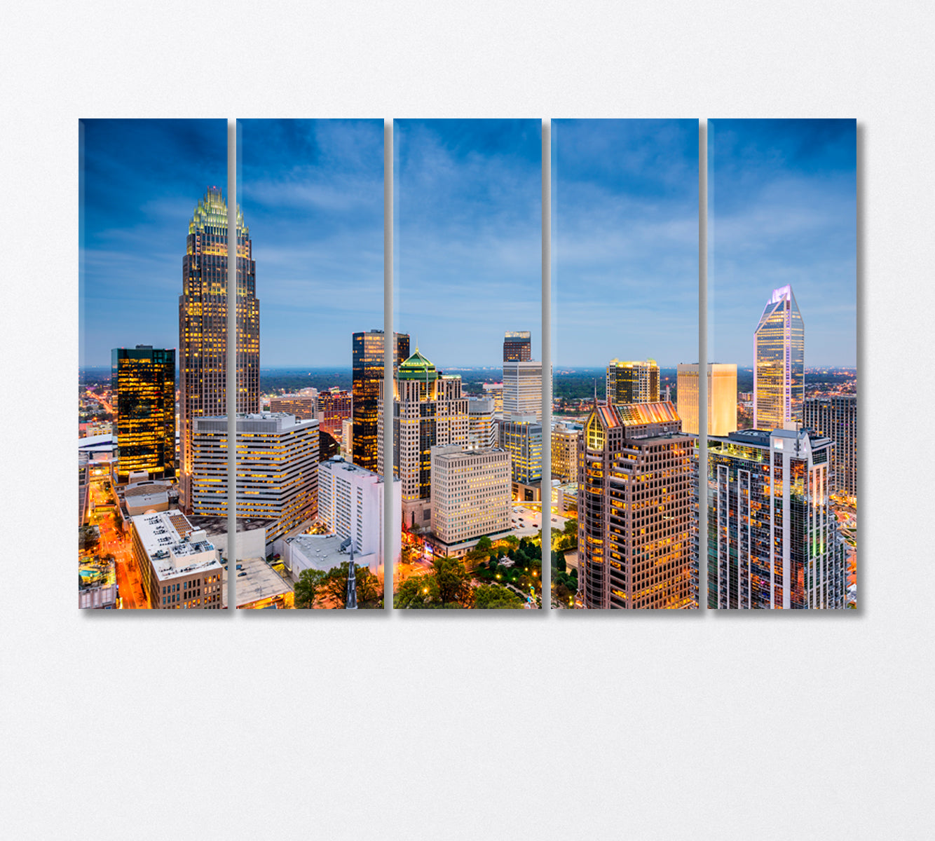 Charlotte Skyscrapers USA Canvas Print-Canvas Print-CetArt-5 Panels-36x24 inches-CetArt