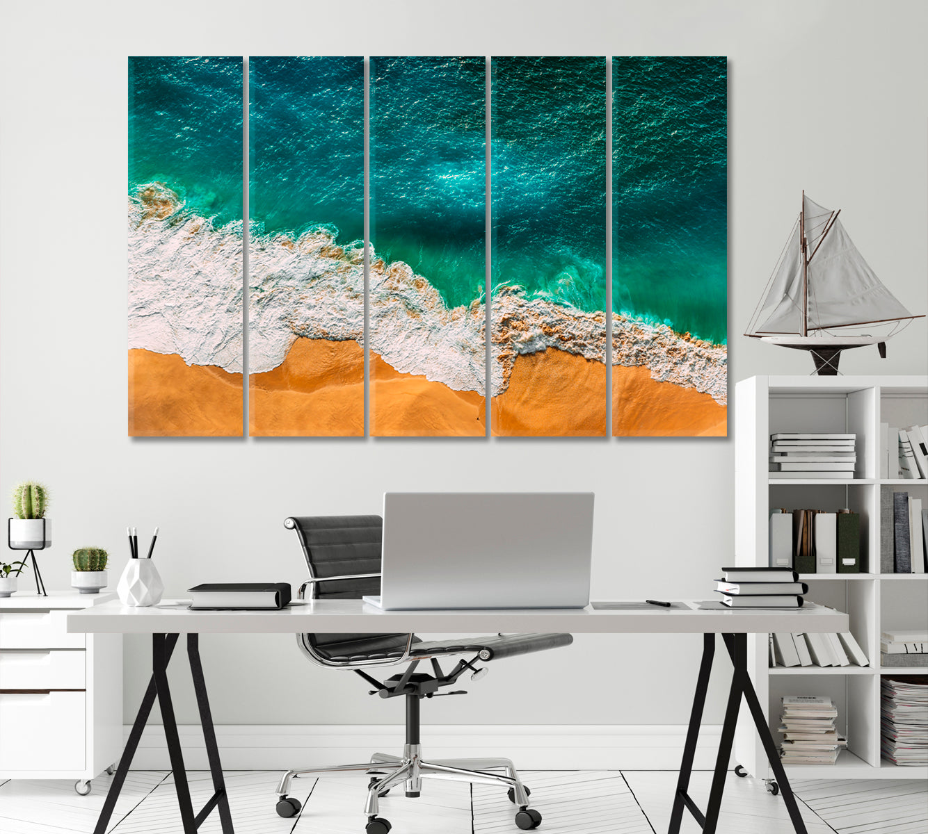 Turquoise Sandy Ocean Beach Canvas Print-Canvas Print-CetArt-1 Panel-24x16 inches-CetArt