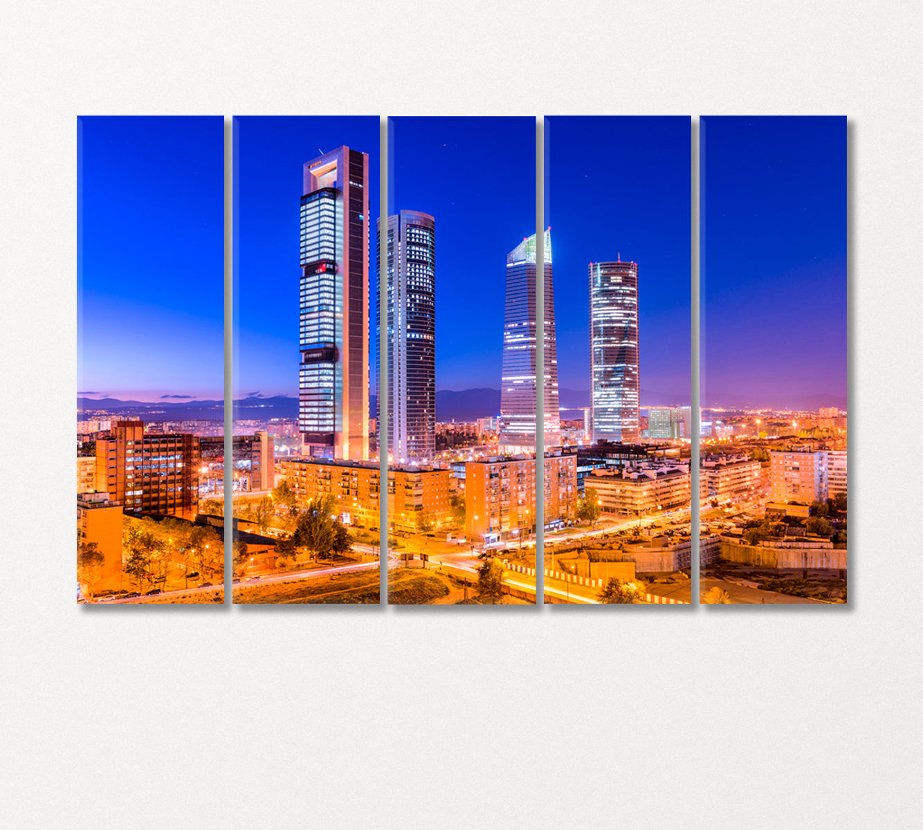 Madrid Financial District at Dusk Spain Canvas Print-Canvas Print-CetArt-5 Panels-36x24 inches-CetArt