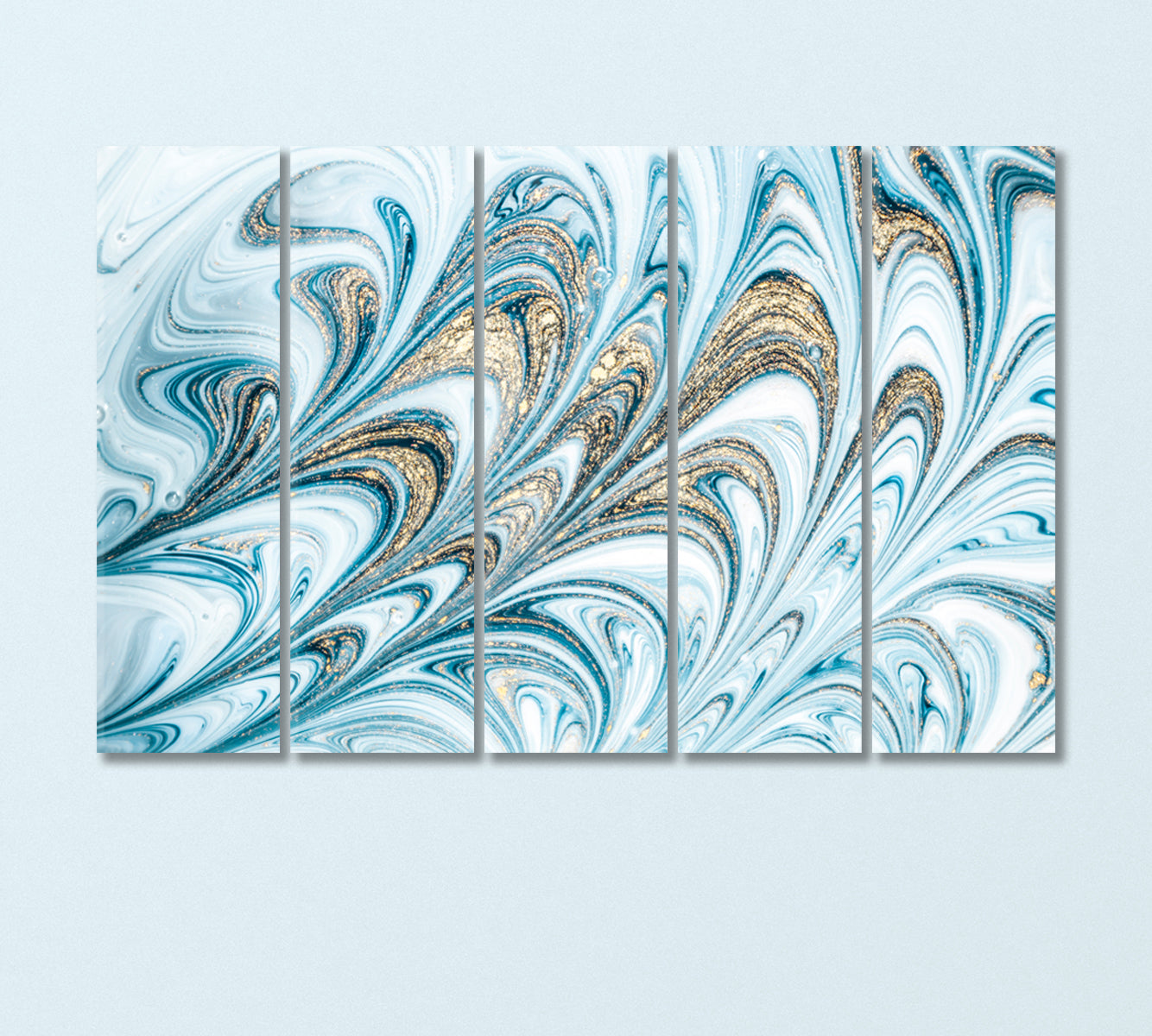Contemporary Art Ebru Canvas Print-Canvas Print-CetArt-5 Panels-36x24 inches-CetArt