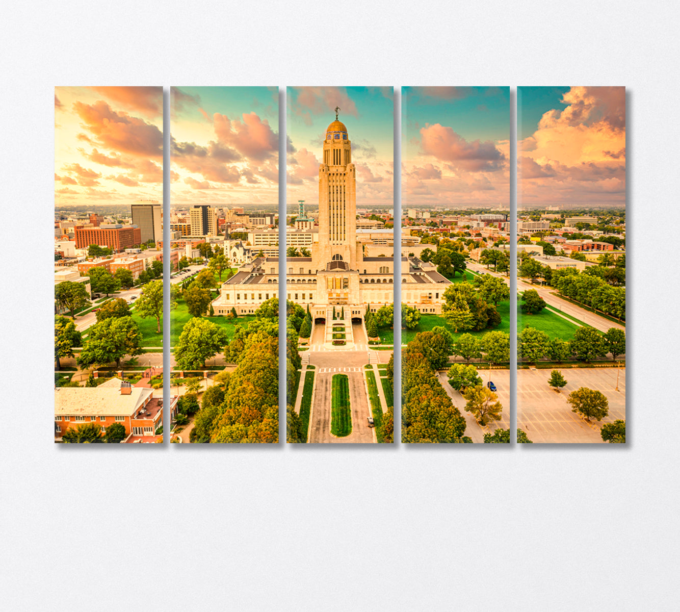 Nebraska State Capitol USA Canvas Print-Canvas Print-CetArt-5 Panels-36x24 inches-CetArt