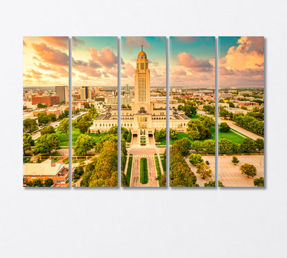 Nebraska State Capitol USA Canvas Print-Canvas Print-CetArt-5 Panels-36x24 inches-CetArt