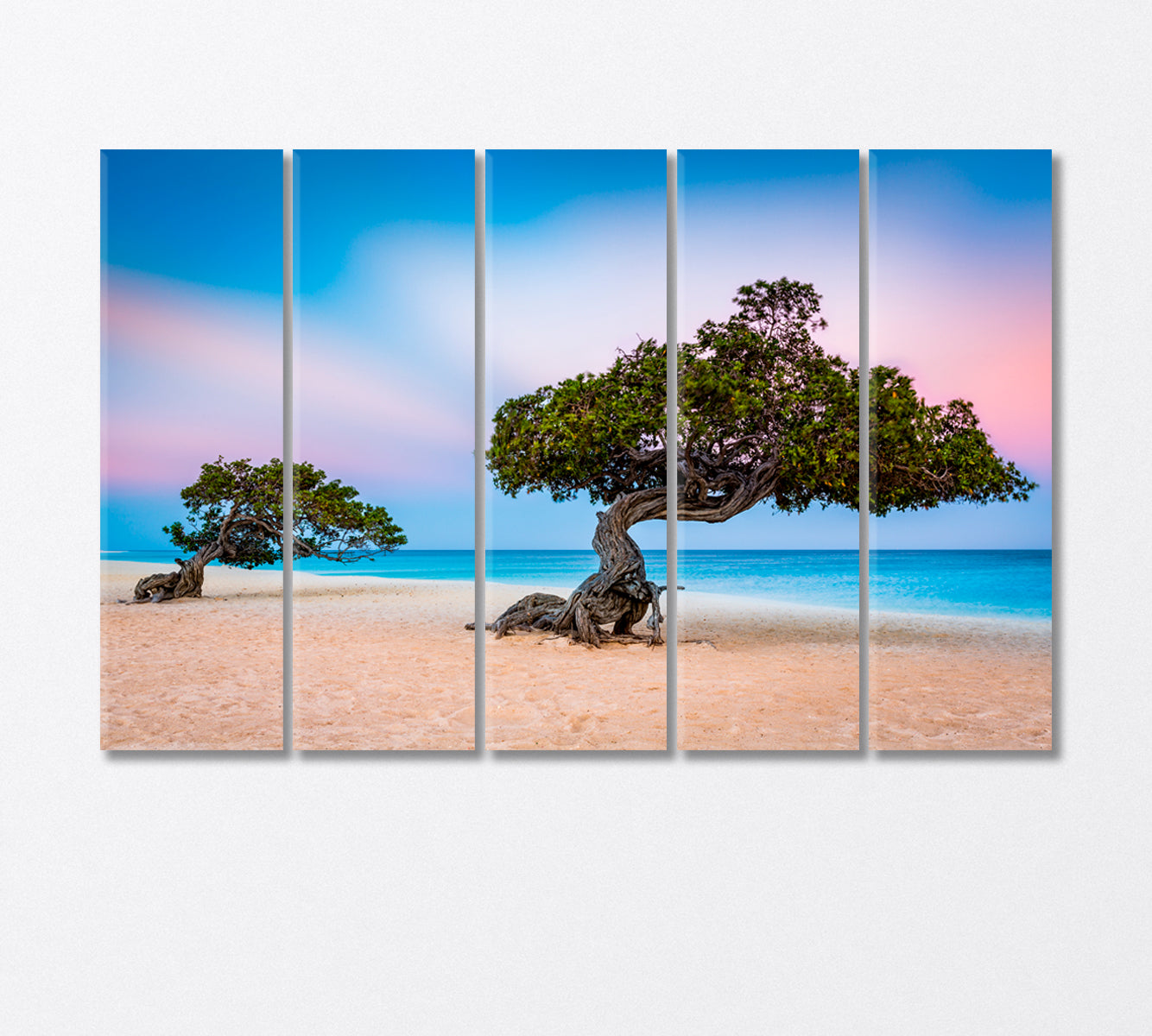 Divi Divi Trees on Eagle Beach Aruba Canvas Print-Canvas Print-CetArt-5 Panels-36x24 inches-CetArt