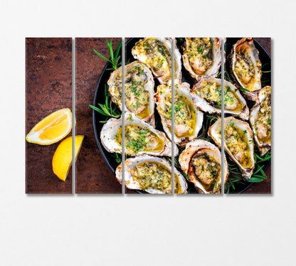 Baked Oysters with Lemon and Herbs Canvas Print-Canvas Print-CetArt-5 Panels-36x24 inches-CetArt
