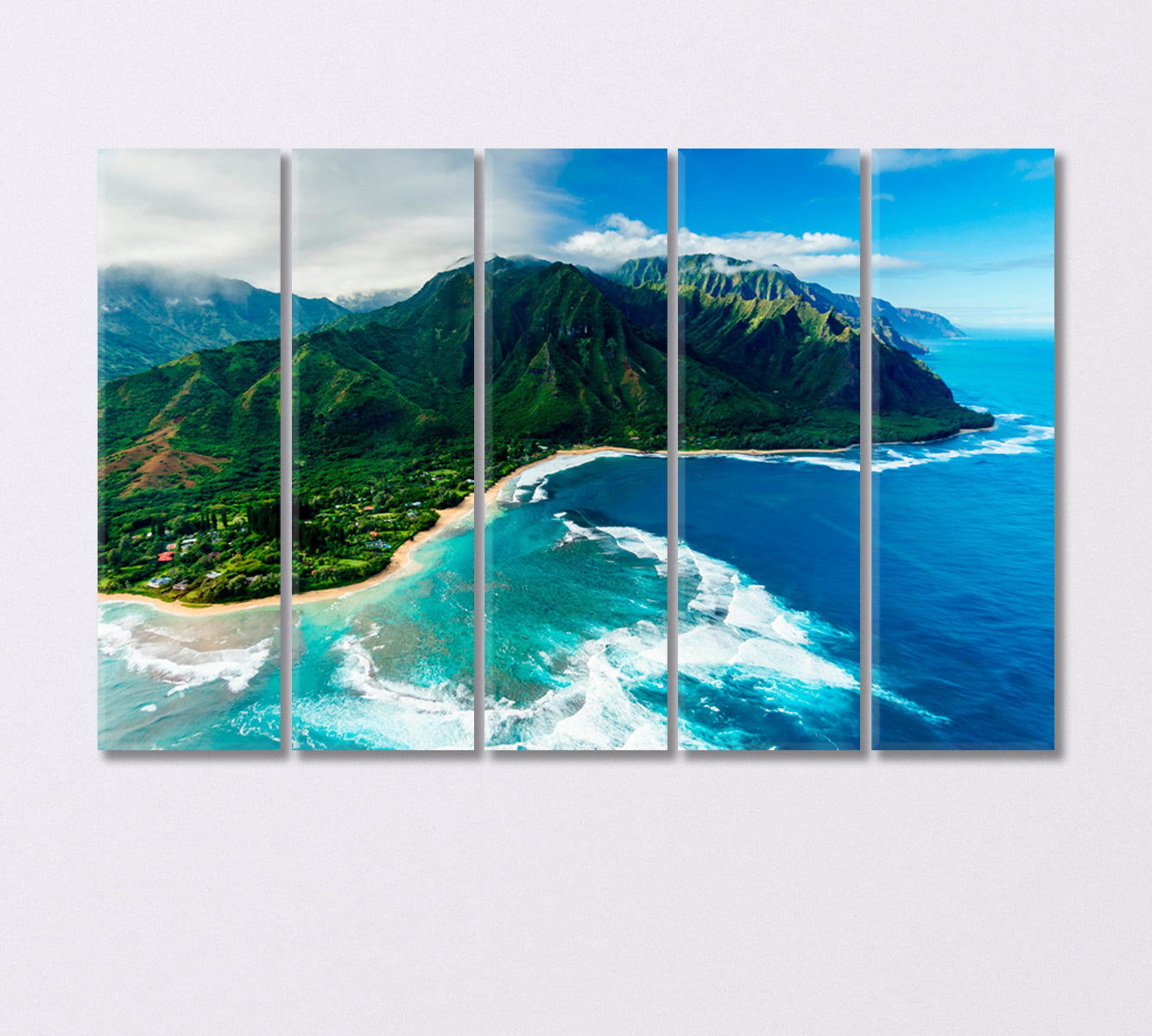 Napali Coast State Wilderness Park Hawaii Canvas Print-Canvas Print-CetArt-5 Panels-36x24 inches-CetArt