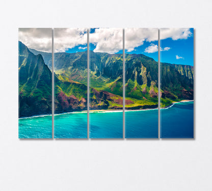 View on Napali Coast Kauai Island Hawaii Canvas Print-Canvas Print-CetArt-5 Panels-36x24 inches-CetArt