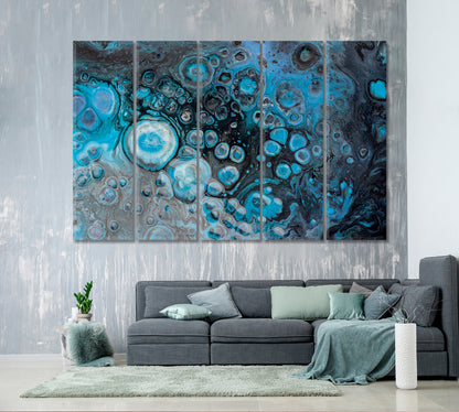 Abstract Grey Blue Liquid Acrylic Bubbles Canvas Print-Canvas Print-CetArt-5 Panels-36x24 inches-CetArt