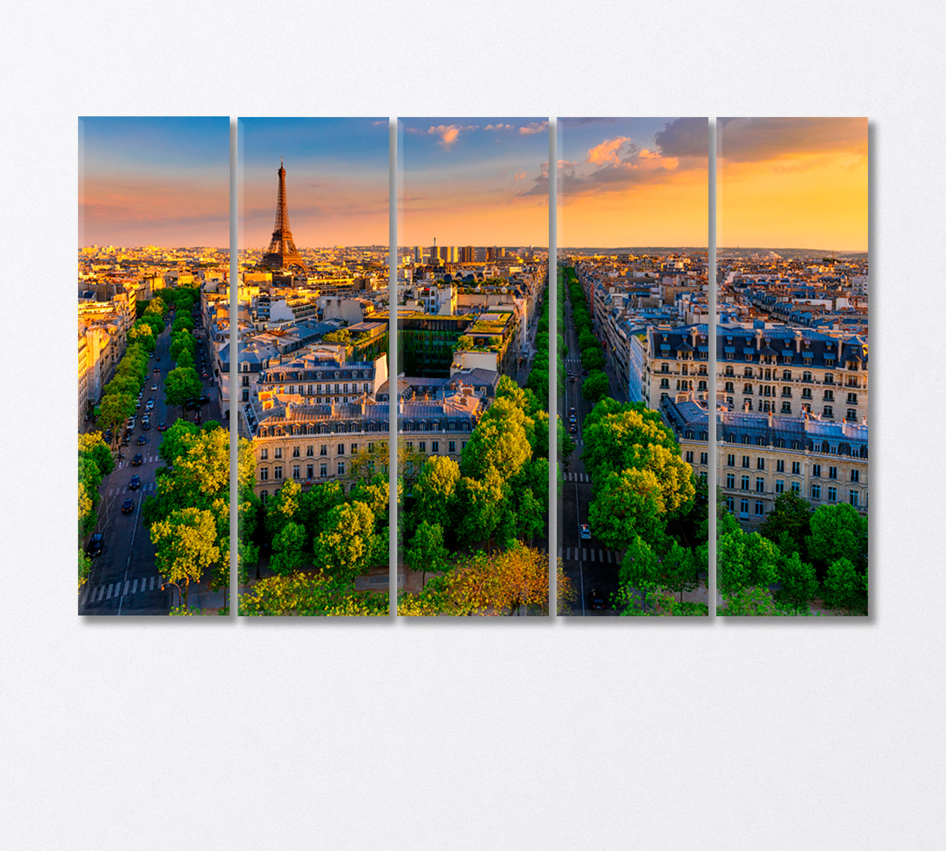 Panoramic View of Paris With the Eiffel Tower Canvas Print-Canvas Print-CetArt-5 Panels-36x24 inches-CetArt