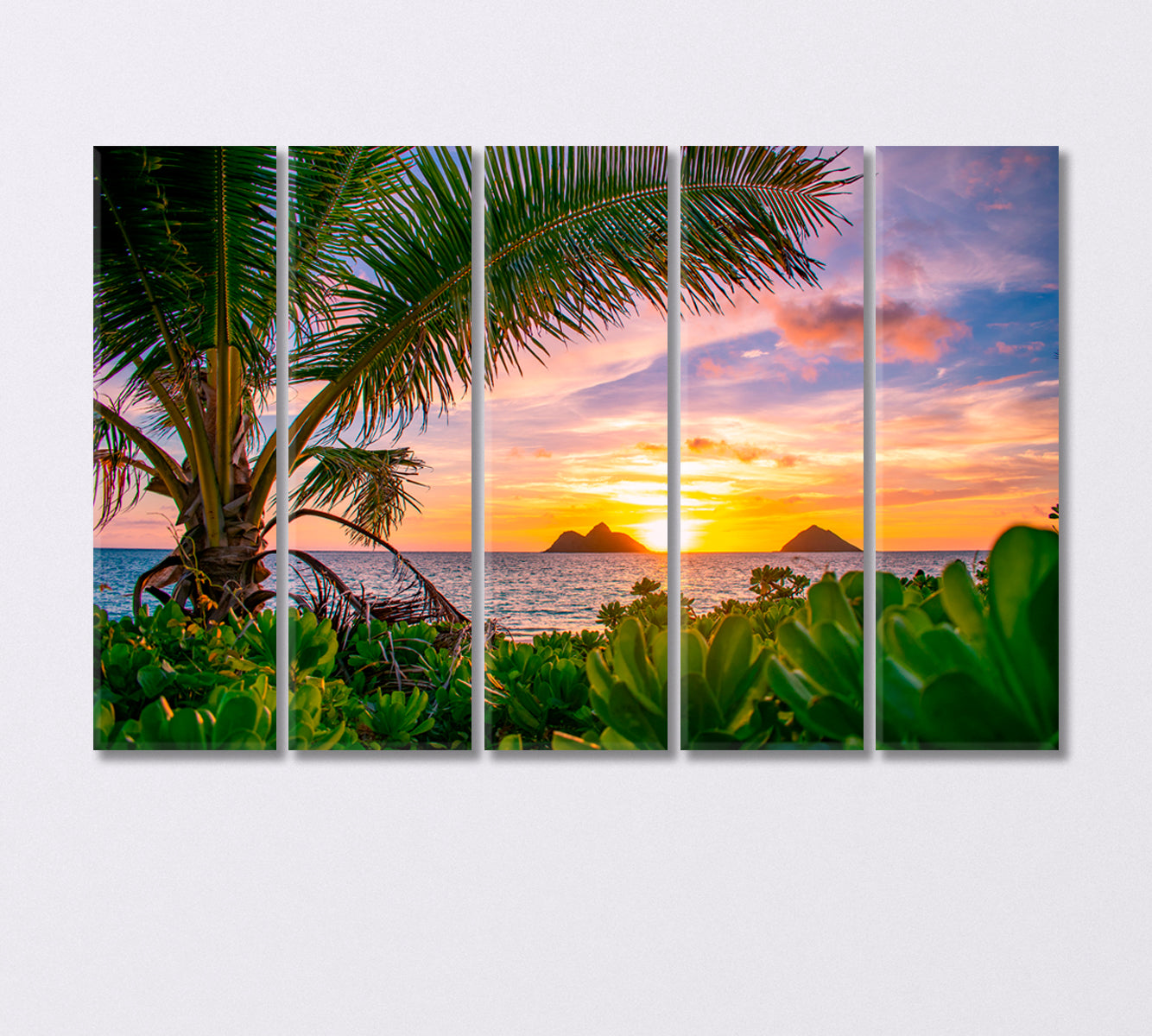 Sunrise over Lanikai Beach Hawaii Canvas Print-Canvas Print-CetArt-5 Panels-36x24 inches-CetArt