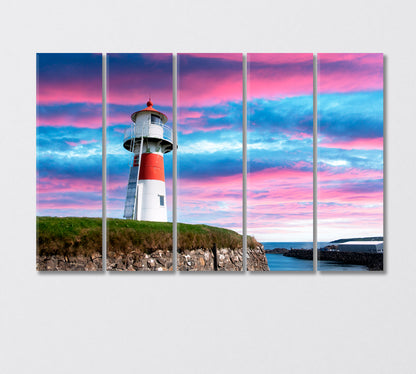 Lighthouse and Incredibly Purple Sky at Sunset Canvas Print-Canvas Print-CetArt-5 Panels-36x24 inches-CetArt