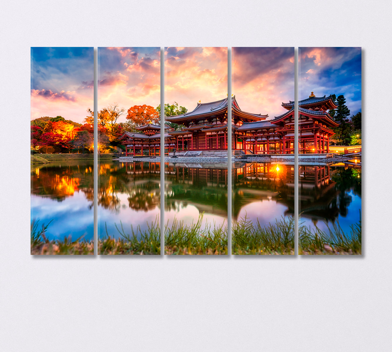Byodo-in Buddhist Temple in Uji Japan Canvas Print-Canvas Print-CetArt-5 Panels-36x24 inches-CetArt