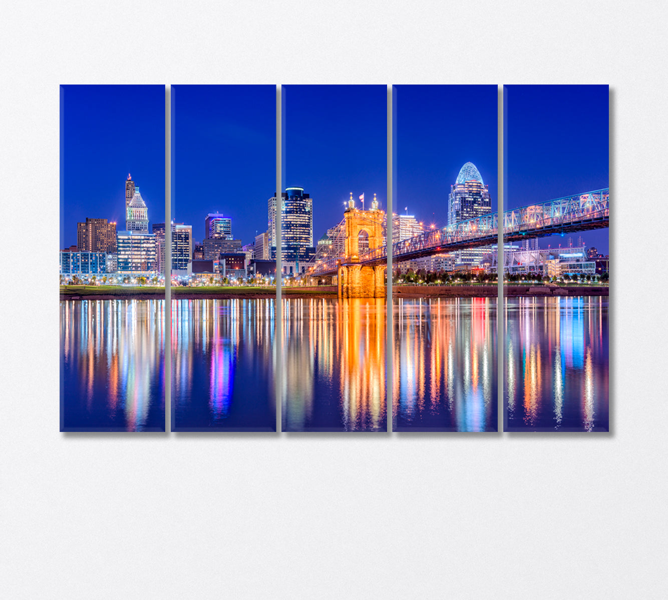 Late Night Lights Cincinnati USA Canvas Print-Canvas Print-CetArt-5 Panels-36x24 inches-CetArt