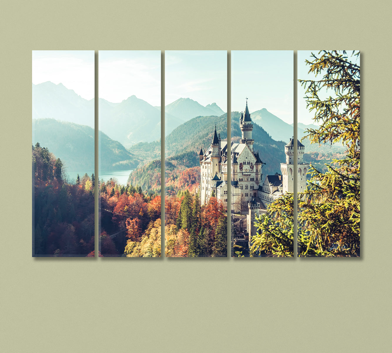 Neuschwanstein Castle Germany Canvas Print-Canvas Print-CetArt-5 Panels-36x24 inches-CetArt