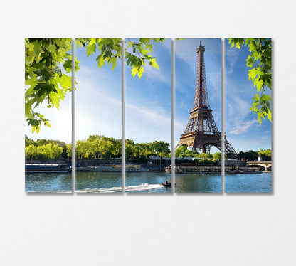 River Seine and Eiffel Tower Paris Canvas Print-Canvas Print-CetArt-5 Panels-36x24 inches-CetArt