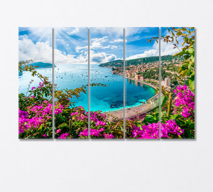 French Riviera Coast Nice France Canvas Print-Canvas Print-CetArt-5 Panels-36x24 inches-CetArt