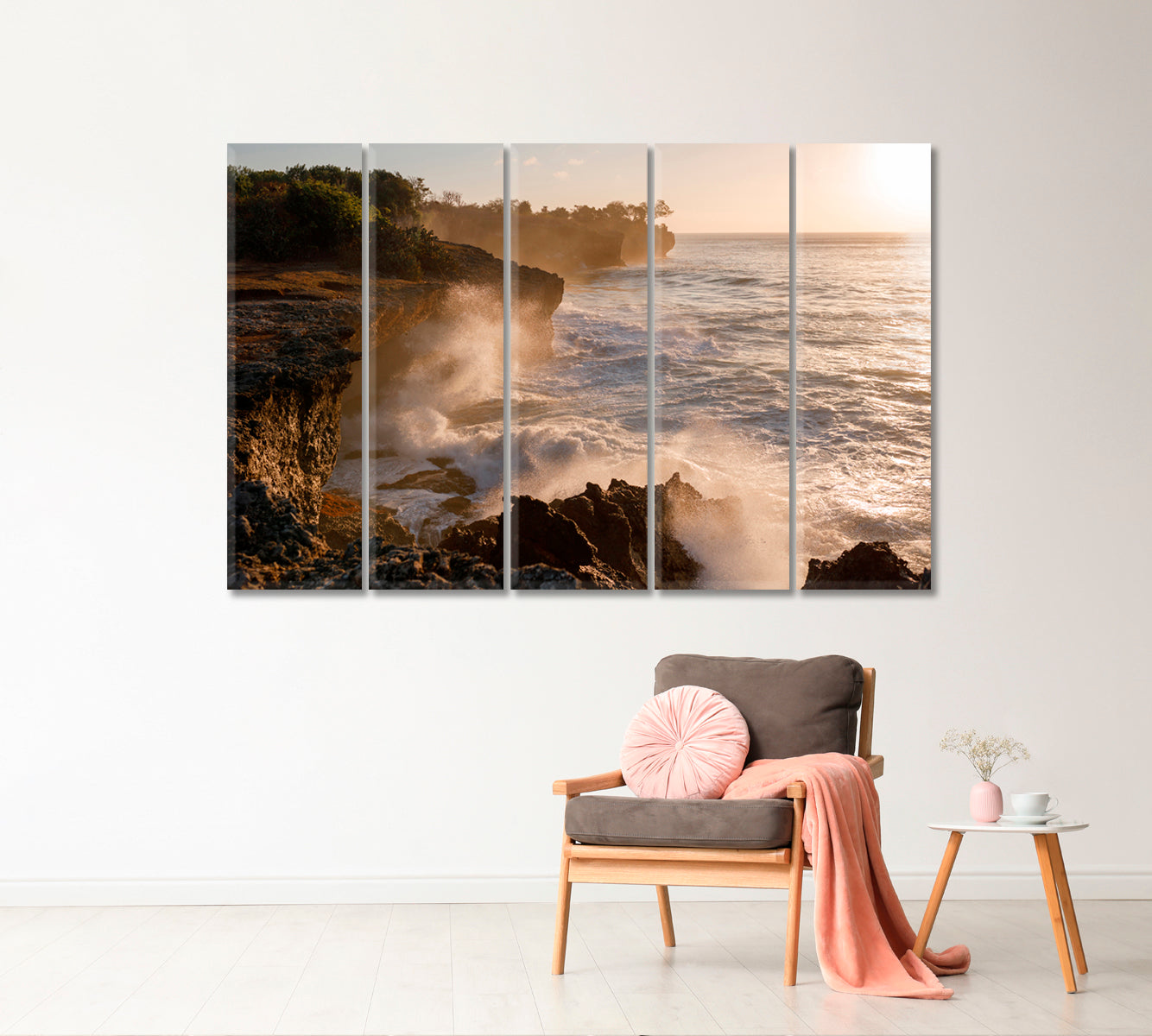 Rocky Сoast With Raging Waves Canvas Print-Canvas Print-CetArt-5 Panels-36x24 inches-CetArt