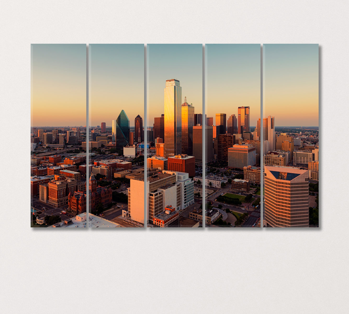 Dallas Cityscape at Sunset USA Canvas Print-Canvas Print-CetArt-5 Panels-36x24 inches-CetArt