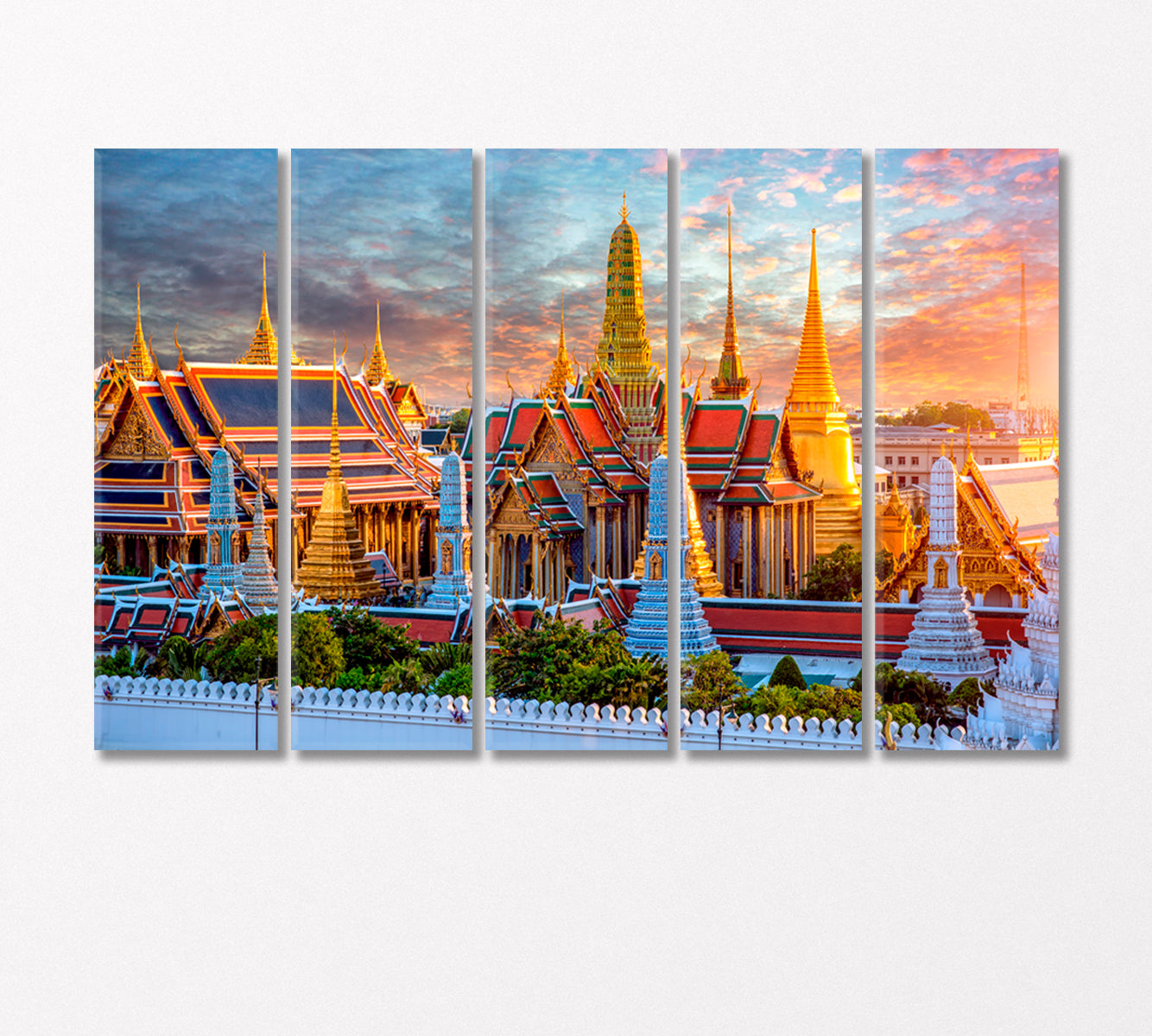 Temple of the Emerald Buddha Bangkok Thailand Canvas Print-Canvas Print-CetArt-5 Panels-36x24 inches-CetArt