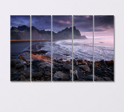 Mount Vestrahorn at Stokksnes Cape Iceland Canvas Print-Canvas Print-CetArt-5 Panels-36x24 inches-CetArt