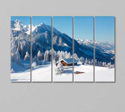 Winter Landscape in Austrian Alps Canvas Print-Canvas Print-CetArt-5 Panels-36x24 inches-CetArt