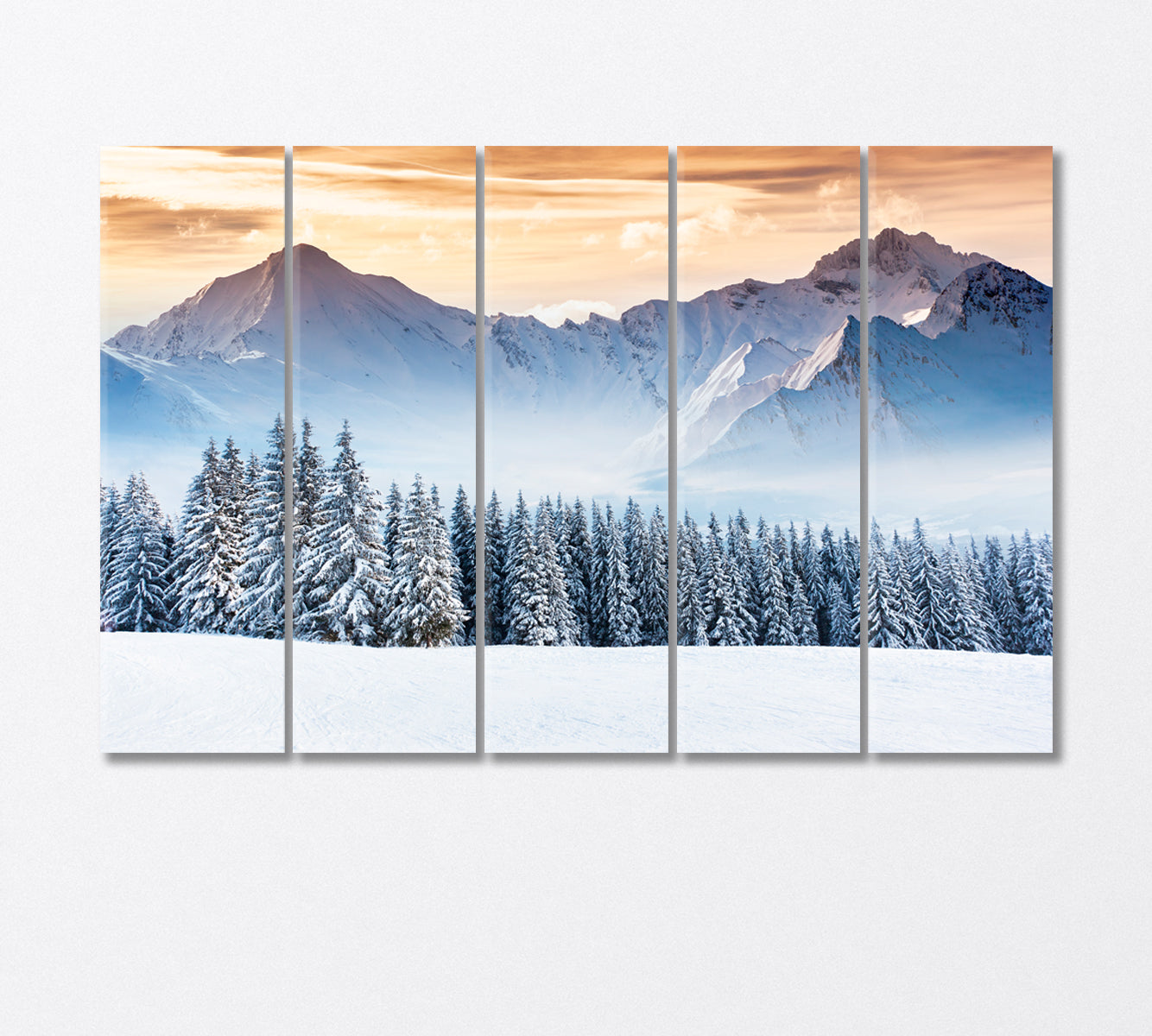 Snow Capped Mountains Fantastic Winter Landscape Canvas Print-Canvas Print-CetArt-5 Panels-36x24 inches-CetArt