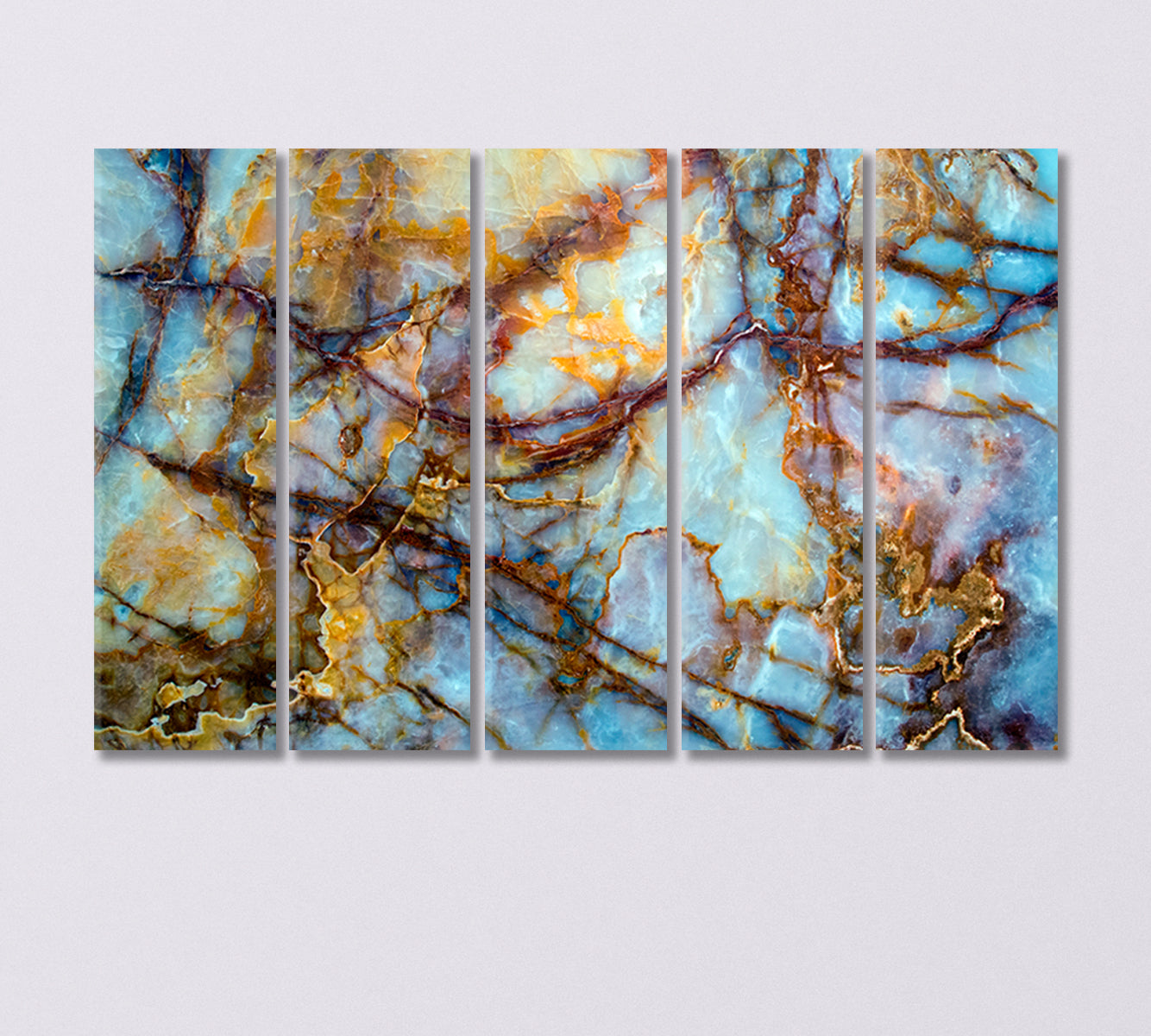 Blue and Gold Onyx Marble Stone Canvas Print-Canvas Print-CetArt-5 Panels-36x24 inches-CetArt