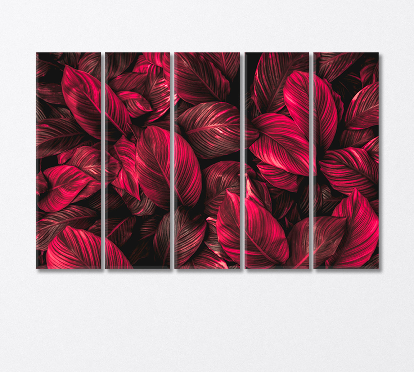 Red Leaves of Spathiphyllum Canvas Print-Canvas Print-CetArt-5 Panels-36x24 inches-CetArt