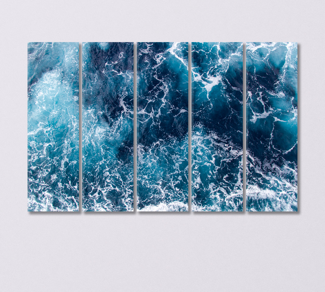 Blue Sea Waves with Foam Canvas Print-Canvas Print-CetArt-5 Panels-36x24 inches-CetArt